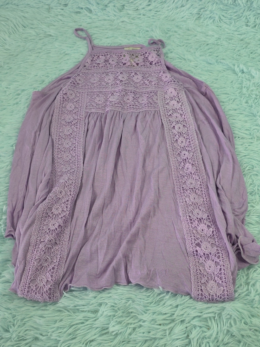 Simply Irresistible Boho Crochet Panel Camisole Top Mauve‎ Lavender M